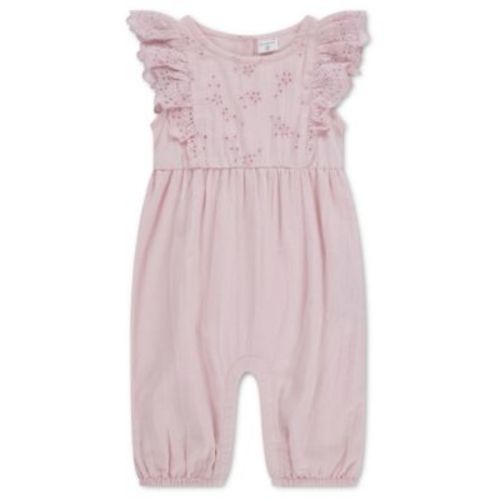 Baby Girls' Flutter Sleeve Eyelet Jumpsuit