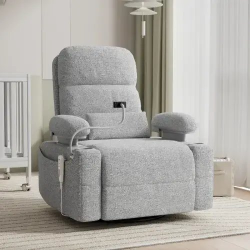 MAMAZING Electric Power Adjustable Armrests Swivel Rocking Chair Reclining Glider With Usb Charge And Phone Holder & Reviews | Wayfair