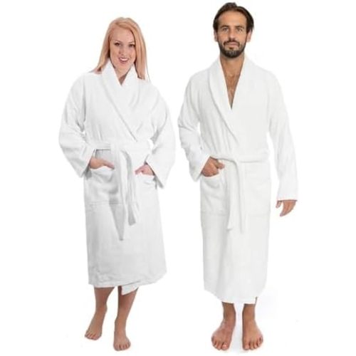 Classic Turkish Towels CTT - Luxury 100% Turkish Cotton Terry Cloth Bath Robe for Women & Men, 400 GSM Soft & Plush Long Robe
