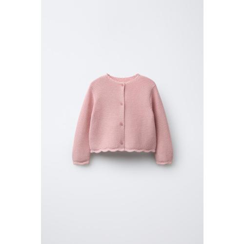 WAVY CABLE KNIT CARDIGAN - Mid-pink | ZARA United States