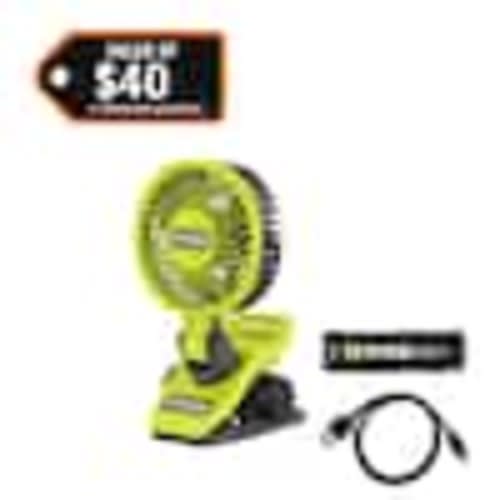 RYOBI USB Lithium Clamp Fan Kit with 2.0 Ah USB Lithium Battery and Charging Cable FVF51K