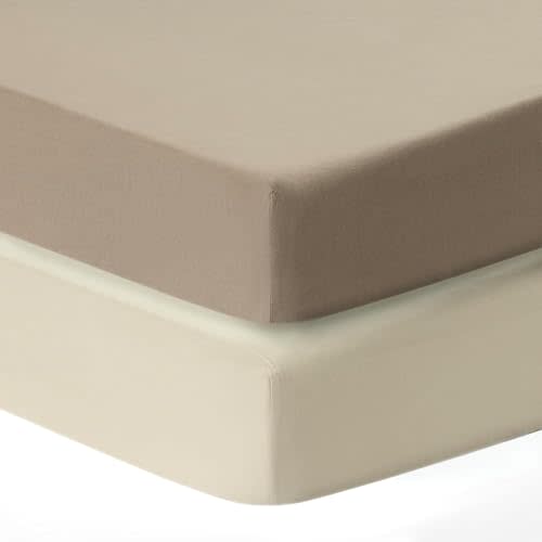 Dreamology Standard Crib Sheets,2 Pack,Cotton Crib Sheet,Soft & Breathable | 100% Cotton Jersey Crib Sheet Boys, Girls, Neutral Crib Sheets for Standard Cribs, 52x28 Crib Mattress Sheet | Brown,Ecru