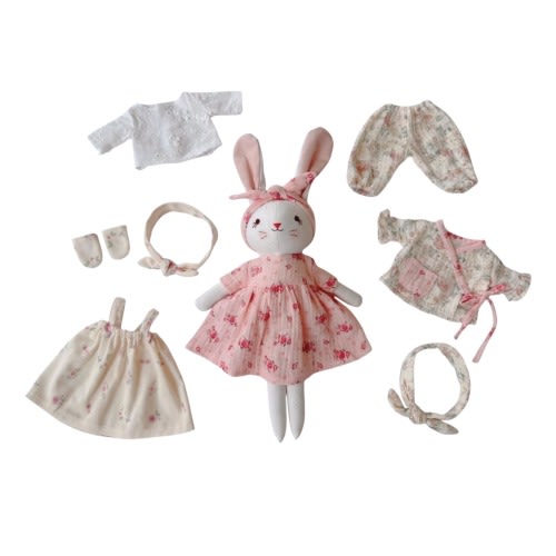 Combo Christmas Bunny Doll And Two Removable Outfits, Handmade Bunny Doll, Clothes Doll, Fabric Doll, Rag Doll, Easter Birthday Gift For Kid