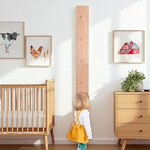 HEADWATERS STUDIO Wood Growth Chart for Wall - Growth Chart Wood Growth Chart for Kids Wooden Ruler Growth Chart Child Height Wall Chart Grow Chart for Wall Kids Wall Ruler Height Chart-Modern Natural