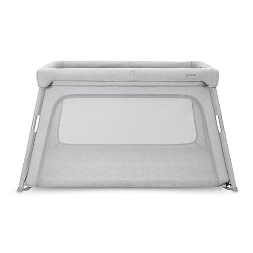 Newton Baby Deluxe Travel Crib & Play Yard Plus Bassinet Attachment Included | Largest in Class, Breathable, Washable Mattress, Foldable Playpen for Toddlers, Travel Bag, Grey