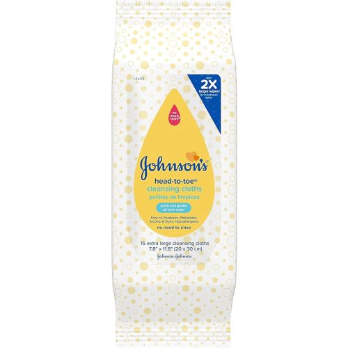 Johnson & Johnson 117008 Head-to-Toe Cleansing Clothe, 15 Count(Pack of 6)