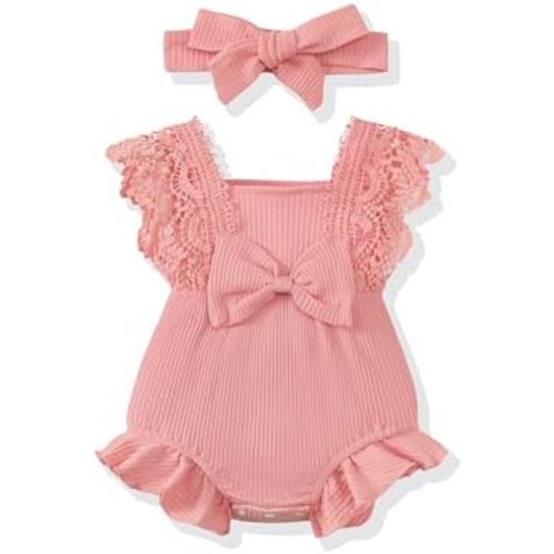Renotemy Preemie Newborn Baby Girl Clothes Infant Cotton Linen Romper Ruffle Sleeve Jumpsuit Spring Summer Outfits for Girls