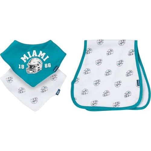 Gerber Baby NFL Team Bandana Bibs and Burp Cloth Set, Dolphins, One Size