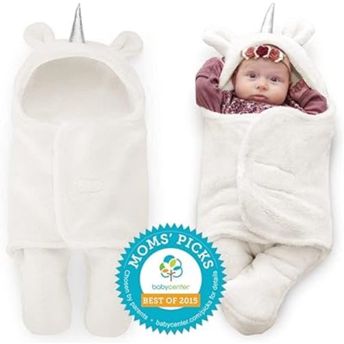BlueMello Baby Swaddle Blanket | Ultra-Soft Plush Unicorn Essential for Infants 0-6 Months | Swaddling Wrap White | Ideal Newborn Registry and Toddler Boy Accessories | Perfect Baby Girl Shower Gift