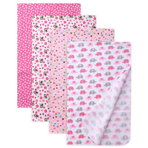 Cotton Flannel Receiving Blankets 4 Pcs, Baby Swaddle Blankets, Infant Flannel Blanket 30 X 40 Inch for Boy Girl (Style5)