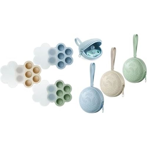 PandaEar Baby Food Freezer Tray with Lids & Pacifier Holder Holder Case