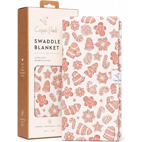 Copper Pearl Swaddle Blankets for Newborns | Soft Stretchy Receiving Blankets for Boys and Girls | Large 46 x 46 Inch Baby Blankets | Lightweight and Breathable Swaddles | Gingerbread