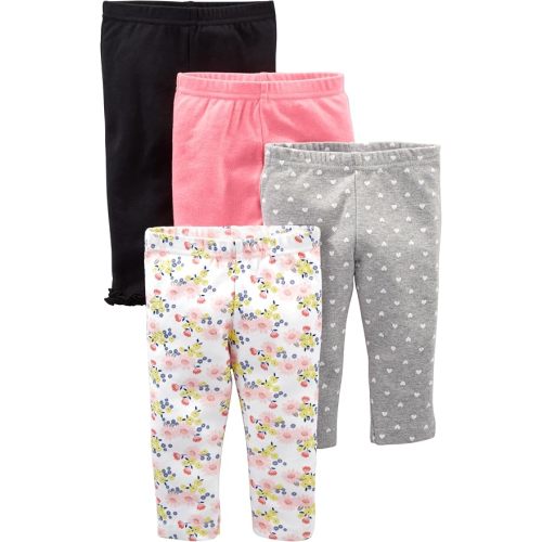 Simple Joys by Carter's Baby 4-pack Pant, navy, grey dot, pink, floral, 6-9 Months