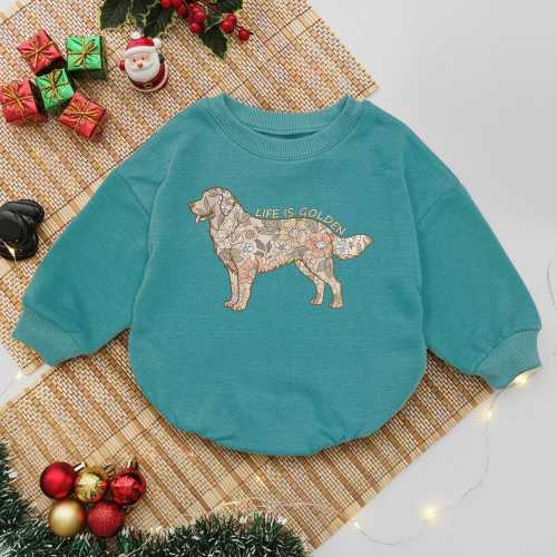Life Is Golden Baby Romper, Golden Retriever Lover Baby Bodysuit, Dog Mom Infant Outfit, Pet Owner Dad Baby Jumpsuit, Baby Shower Gift