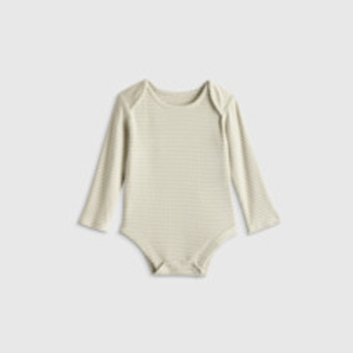 Quince Softest Rib Long Sleeve Bodysuit - Grey Stripe