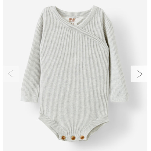 Organic Rib Knit Cross Over Tie Bubbysuit