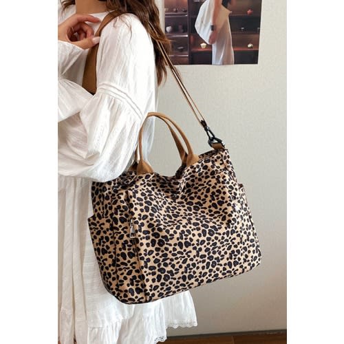 Leopard Caryall Diaper Tote Bag: LT MOCHA