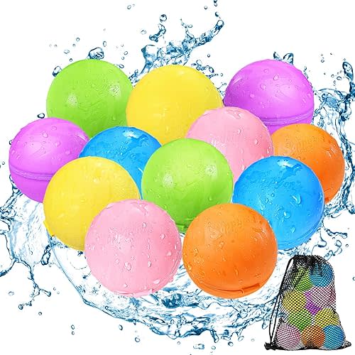 Reusable Water Bomb balloons, Summer Toy Water Toy for Boys and Girls, Pool Beach Toys for Kids ages 3-12, Outdoor Activities Water Games Toys Self Sealing Water Splash Ball for Fun(12Pack)