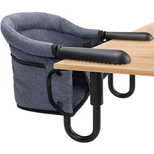 Hook On High Chair - Portable & Foldable for Babies 6-36 Months, Family & Travel Use with Carry Bag (Grey)