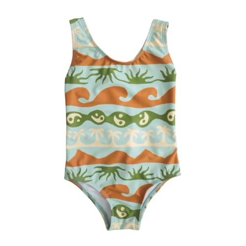 Blue/Green Baja Tide Girl Swim One-Piece