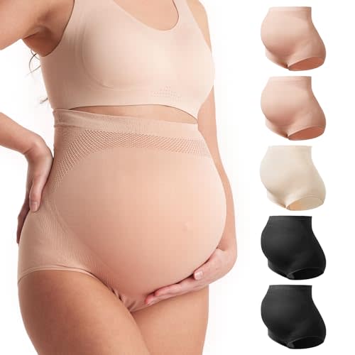 Momcozy Women's Maternity High Waist Underwear Pregnancy Soft Seamless Maternity Underwear Over Bump