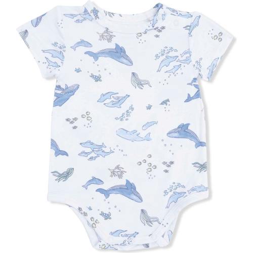 Watercolor Blue Whales - Short Sleeve Bodysuit