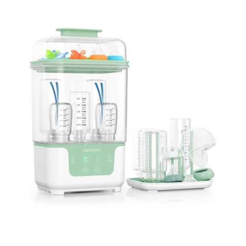Momcozy Bottle Sterilizer and Dryer, Modular Nesting Space Saving Design, 6 Bottles Capacity, 4 in 1 Compact Sterilizer for Baby Bottles, Breast Pump Parts & Newborn Essentials, Drying Rack Included