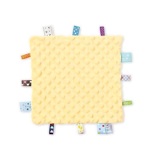 CREVENT Soft Baby Lovey Security Blanket, Small Plush Comfort Blanket for Baby Girls, Sensory Soothing Toy, Newborn, 10" x 10" Yellow