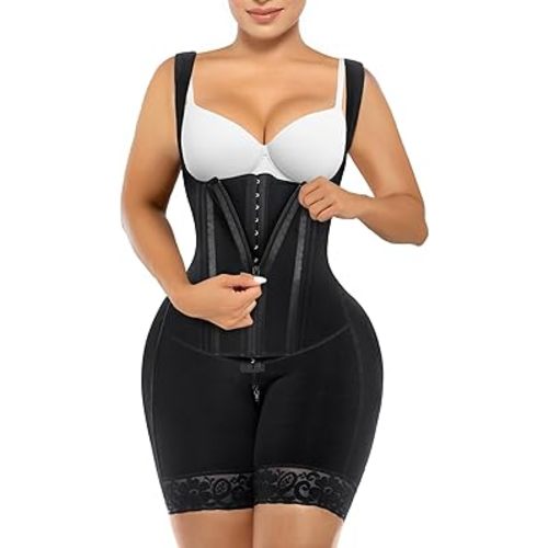 SHAPERX Fajas Colombianas Tummy Control Shapewear for Women Double Compression Postpartum Body Shaper with Zipper and Hooks