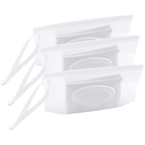 3Pcs Portable Wet Wipe Pouch Dispenser, Refillable Reusable Wipe Holder, Eco Friendly Baby Wipes Dispenser Container, Travel Wet Wipe Container for Travel, Strollers, Backpacks Wallets