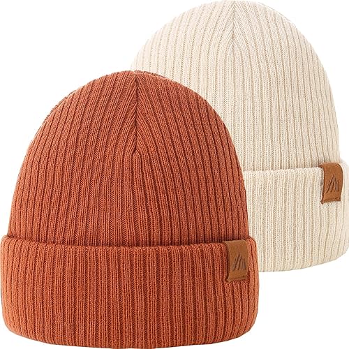 Moon Kitty 2PCS Baby Beanie, 0-24 mo (Off White & Dark Orange)