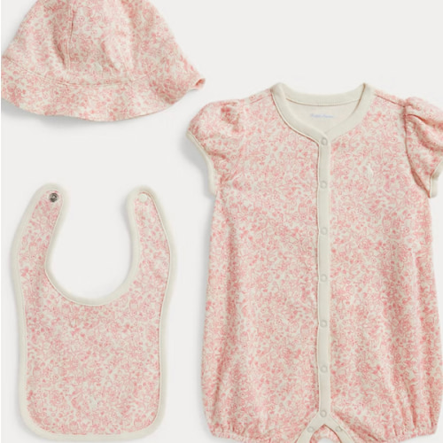 Strawberry-Print Cotton 3-Piece Gift Set