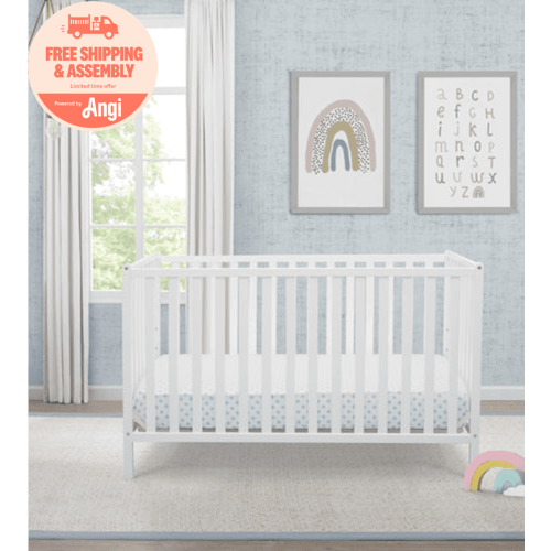 Free Shipping! Delta Children Heartland 4-in-1 Convertible Crib Bianca White with Adjustable Mattress Height