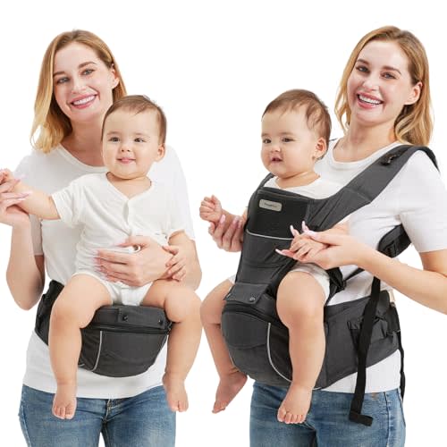Sageky 2-in-1 Baby Carrier Hip Seat - Front Back Hip Carry - Ergonomic M Seat Posture - Breathable Mesh - Newborn to Toddler 5-45 lbs
