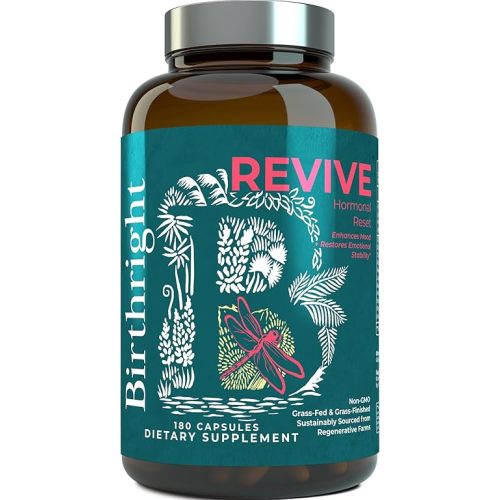 Birthright Female Hormone Support for, Energy, Fertility, Menstrual Cycle, Ovulation, Pregnancy and Menopause… All Natural, Animal Based, Liver, Kidney, Magnesium, Red Raspberry, Herbal Blend Revive