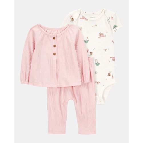 Baby 3-Piece Barn Print Little Cardigan Set | Carter’s Oshkosh Canada