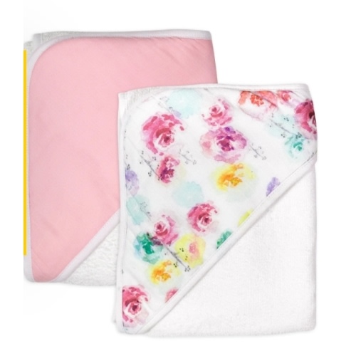 2-Pack Organic Cotton Hooded Towels, Rose Blossom | Honest Baby Clothing