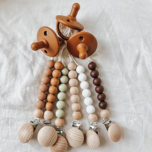 Neutral Pacifier Clips / Baby Shower Gift / Boho Pacifier Clip - Etsy