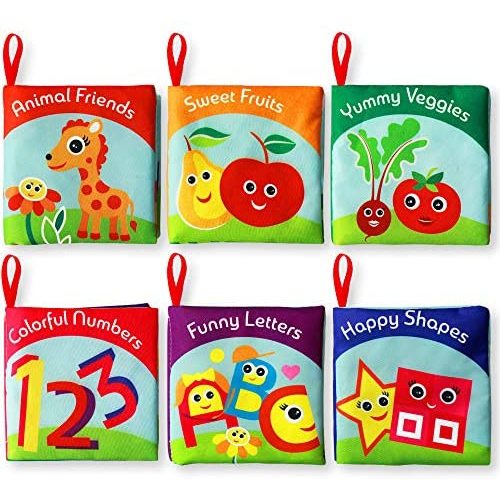 Cloth Books for Babies (Set of 6) - Premium Quality Soft Books for Toddlers. Touch and Feel Crinkle Paper. Cloth Books for Early Children's Development.