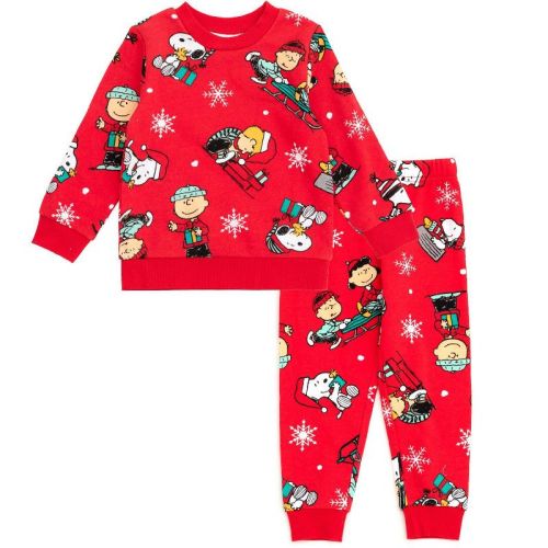 Snoopy Peanuts Charlie Brown Christmas Infant Baby Boys Fleece Sweatshirt and Jogger Pants Outfit Set Red 12 Months
