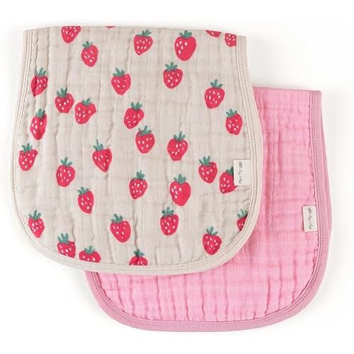 Itzy Ritzy Set of 2 Baby Burp Cloths – Ultra-Soft Absorbent Burping Cloths for Babies - Made of 100% Cotton Muslin and Generously Sized with Trendy Coordinating Prints – Machine Washable (Strawberry)