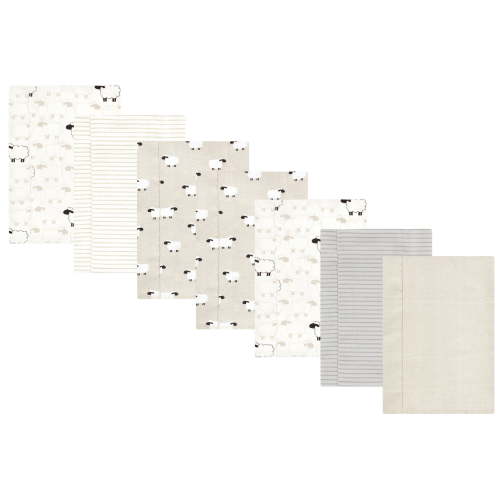 Luvable Friends Hudson Baby Flannel Burp Cloths 7pk, Beige Sheep