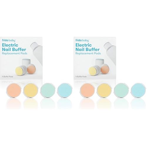Frida Baby Electric Nail Buffer Replacement Pads | Safe + Easy Grooming, Trimming, and Nail Filing for Newborn, Toddler, or Children's Fingernails and toenails, 4 Buffer Pads (Pack of 2)