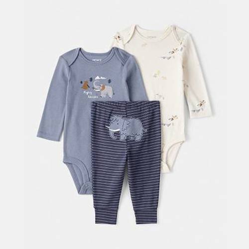 Baby Boy Carter's 3-pc. Elephant Print Long Sleeve Bodysuit & Pant Set