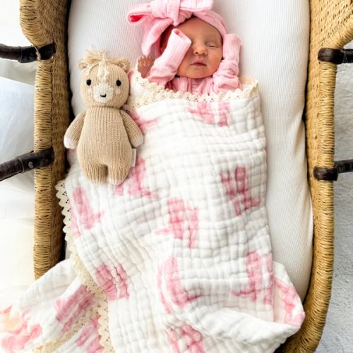 Gauze Lace Blanket | Pink Cowgirl Boots – Little and Fern