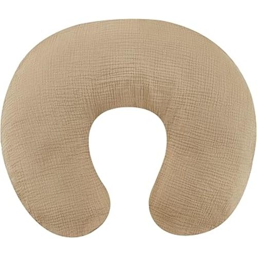 Muslin Nursing Pillow Cover, Cotton Breastfeeding Pillow Cover for Baby Girls Boys, Soft Breathable Nursing Pillowcase for Infant Newborn, Removable Slipcover for Nursing Pillows, Brown(Only Cover)
