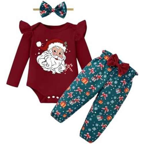 Baby Girl Clothes Newborn Infant Cotton Ruffle Romper+ Floral Pants + Headband Sets Fall Winter Outfits