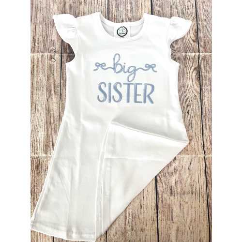 Big Sister Little Sister Flutter sleeve embroidered dress for girls, monogram optional
