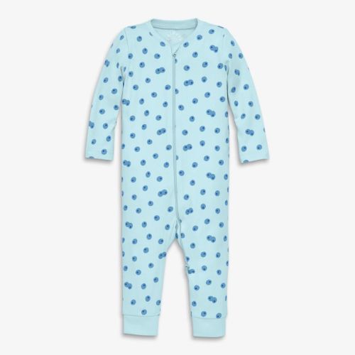 Primary Baby Organic Zip Romper In Summer Fruits In Saltwater Blueberries Size 3-6 Months