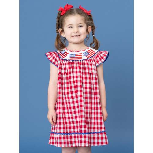 American Flag Smocked 100% Cotton Dress